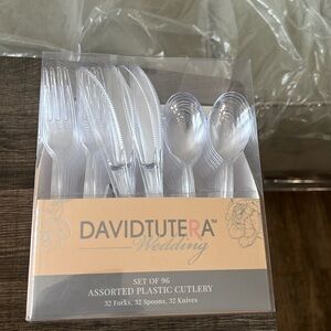 New DavidTutera Wedding Clear Assorted Plastic Cutlery Set of 96
